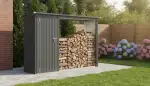 Kaminholzregal mit integriertem Stauraum