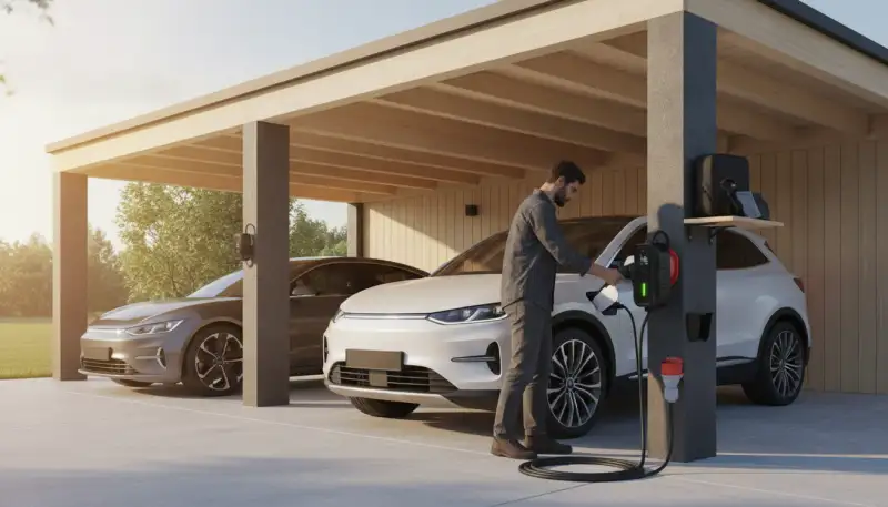 Doppelcarport: E-Mobilität unter Dach